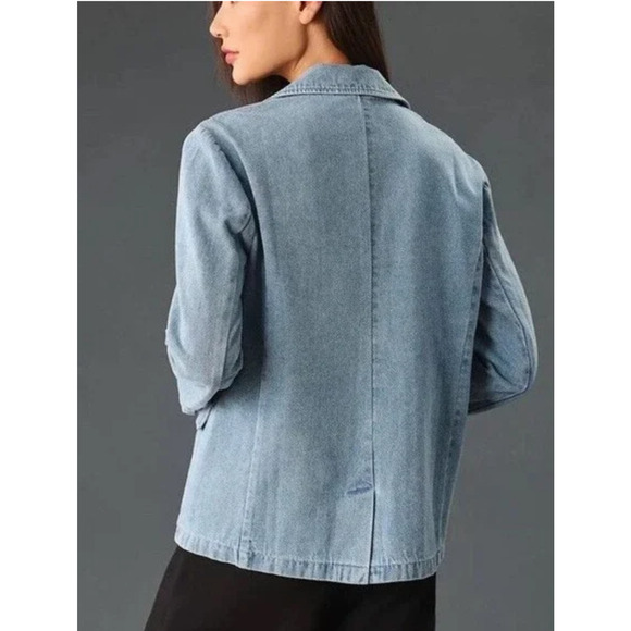 Dolan Left Coast Anthropologie Denim Boyfriend‎ Blazer Jacket Blue Size XXS - Picture 2 of 5
